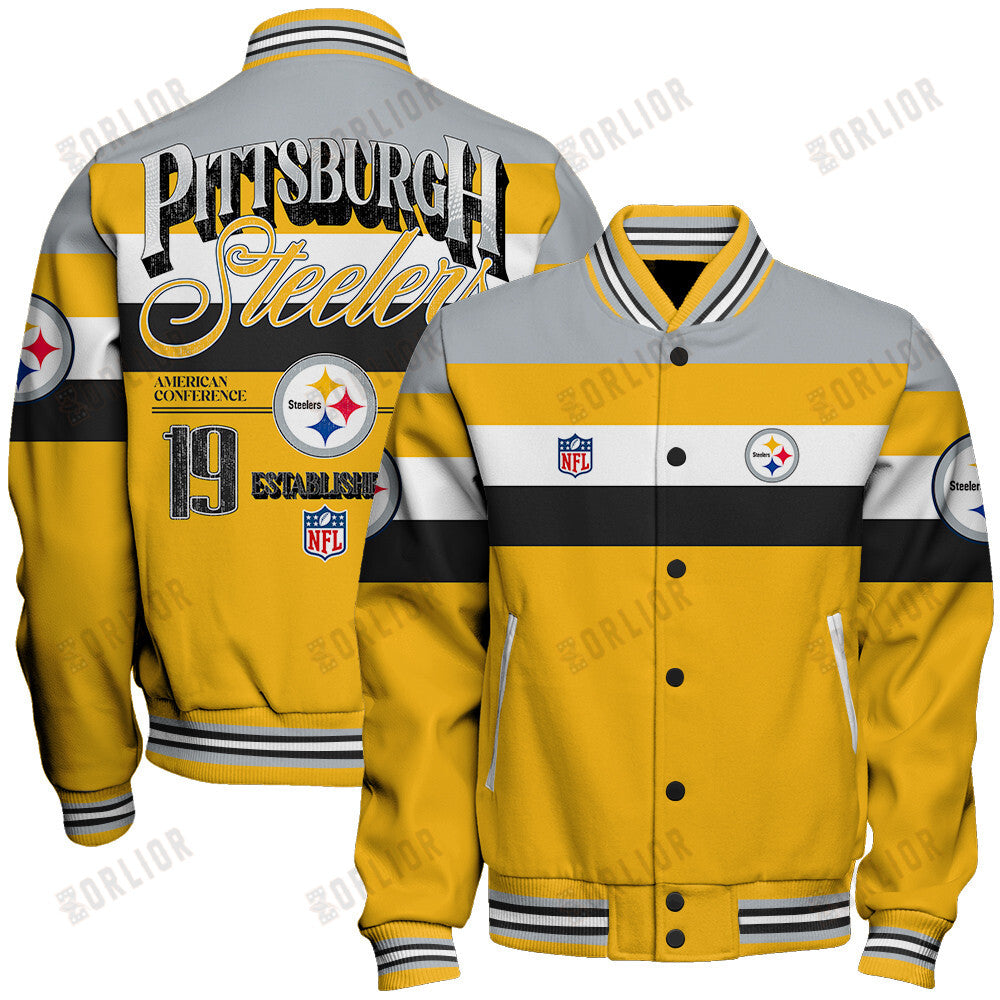 Pittsburgh Steelers Personalized Unisex Varsity Jacket AZBTVJK000379