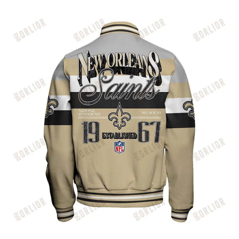New Orleans Saints Personalized Unisex Varsity Jacket AZBTVJK000383