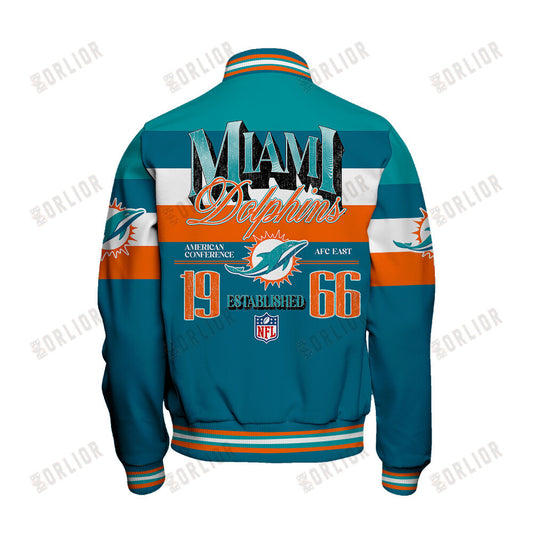 Miami Dolphins Personalized Unisex Varsity Jacket AZBTVJK000386