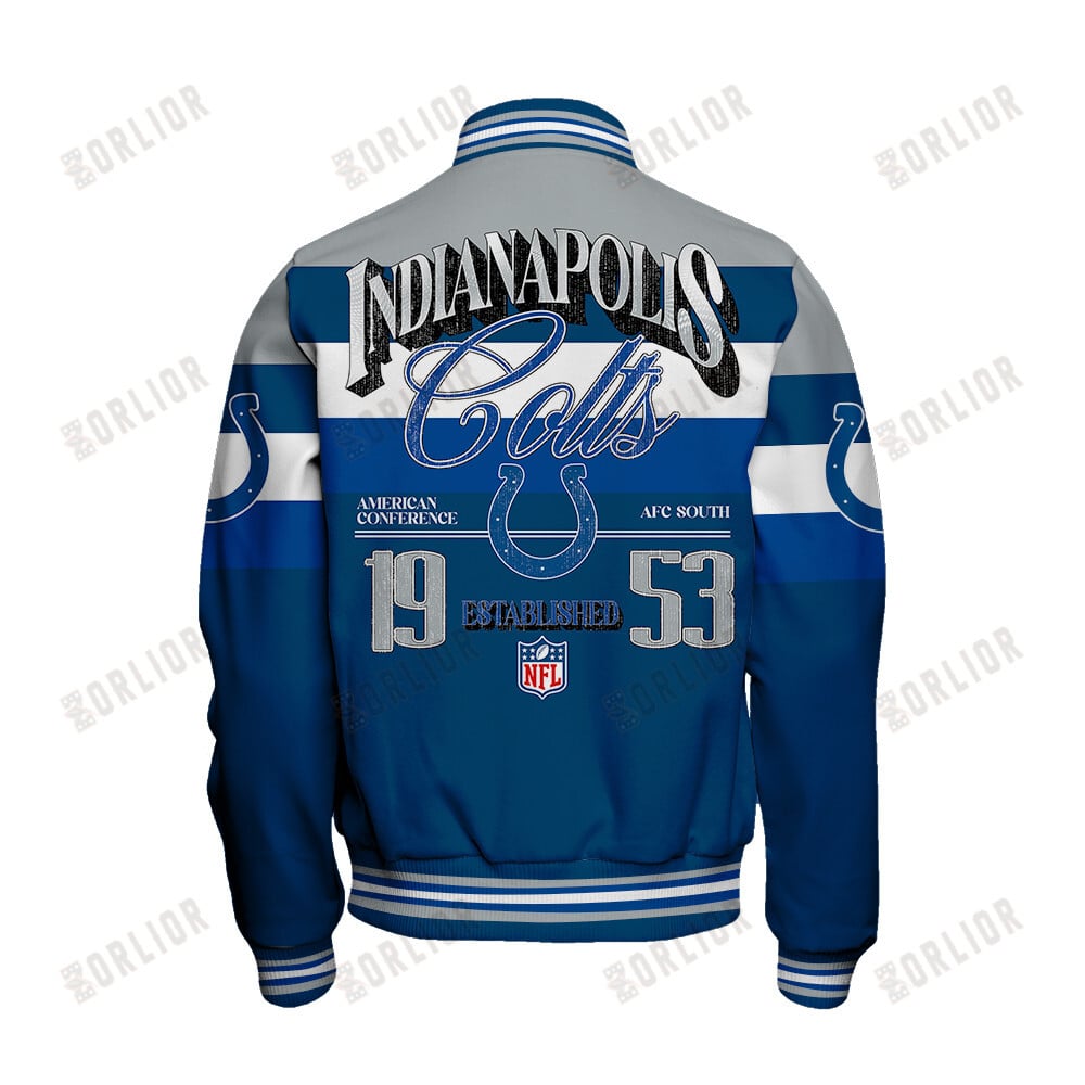 Indianapolis Colts Personalized Unisex Varsity Jacket AZBTVJK000392