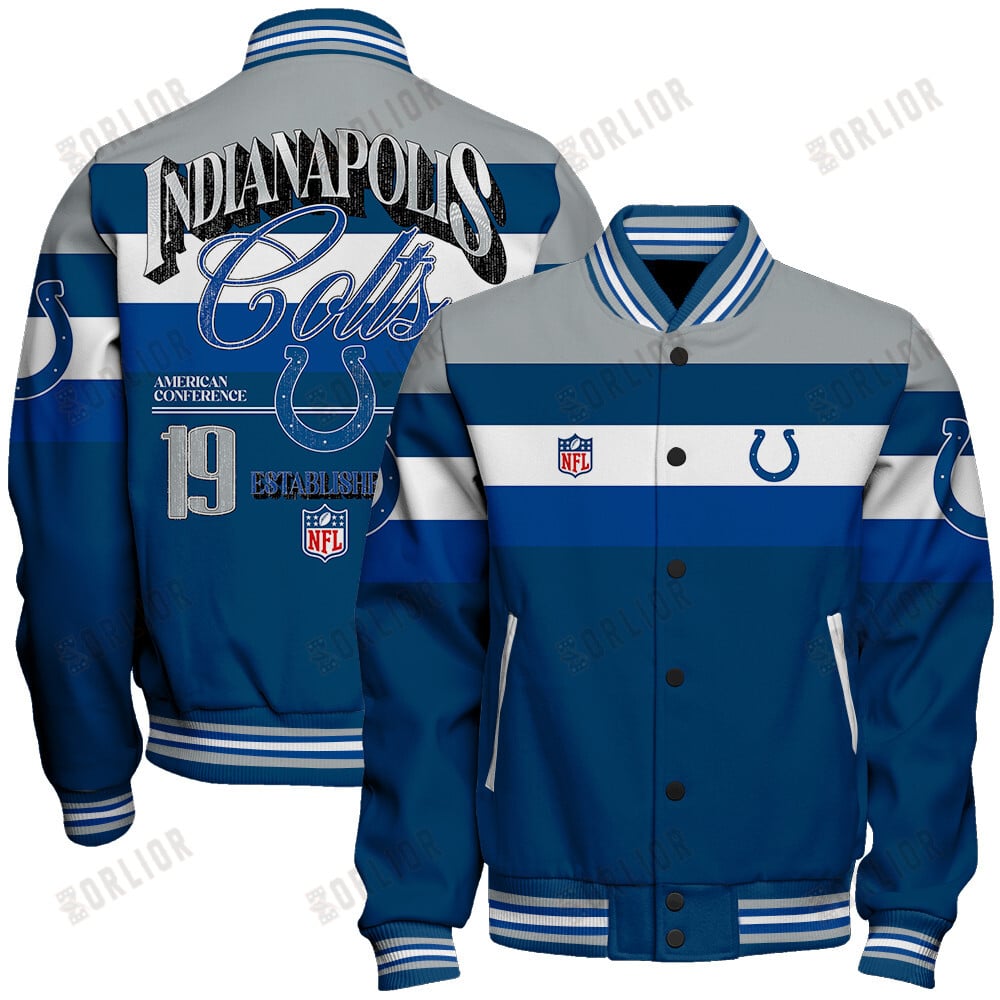 Indianapolis Colts Personalized Unisex Varsity Jacket AZBTVJK000392