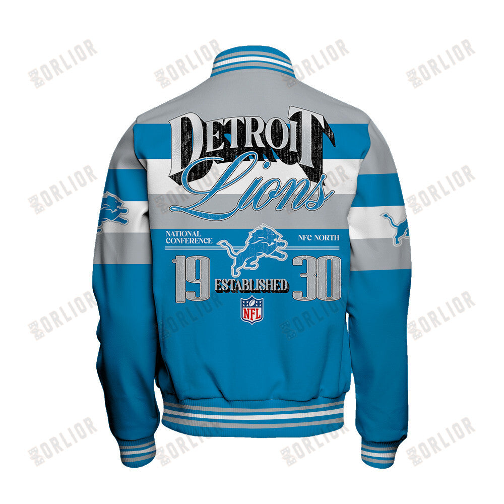 Detroit Lions Personalized Unisex Varsity Jacket AZBTVJK000395