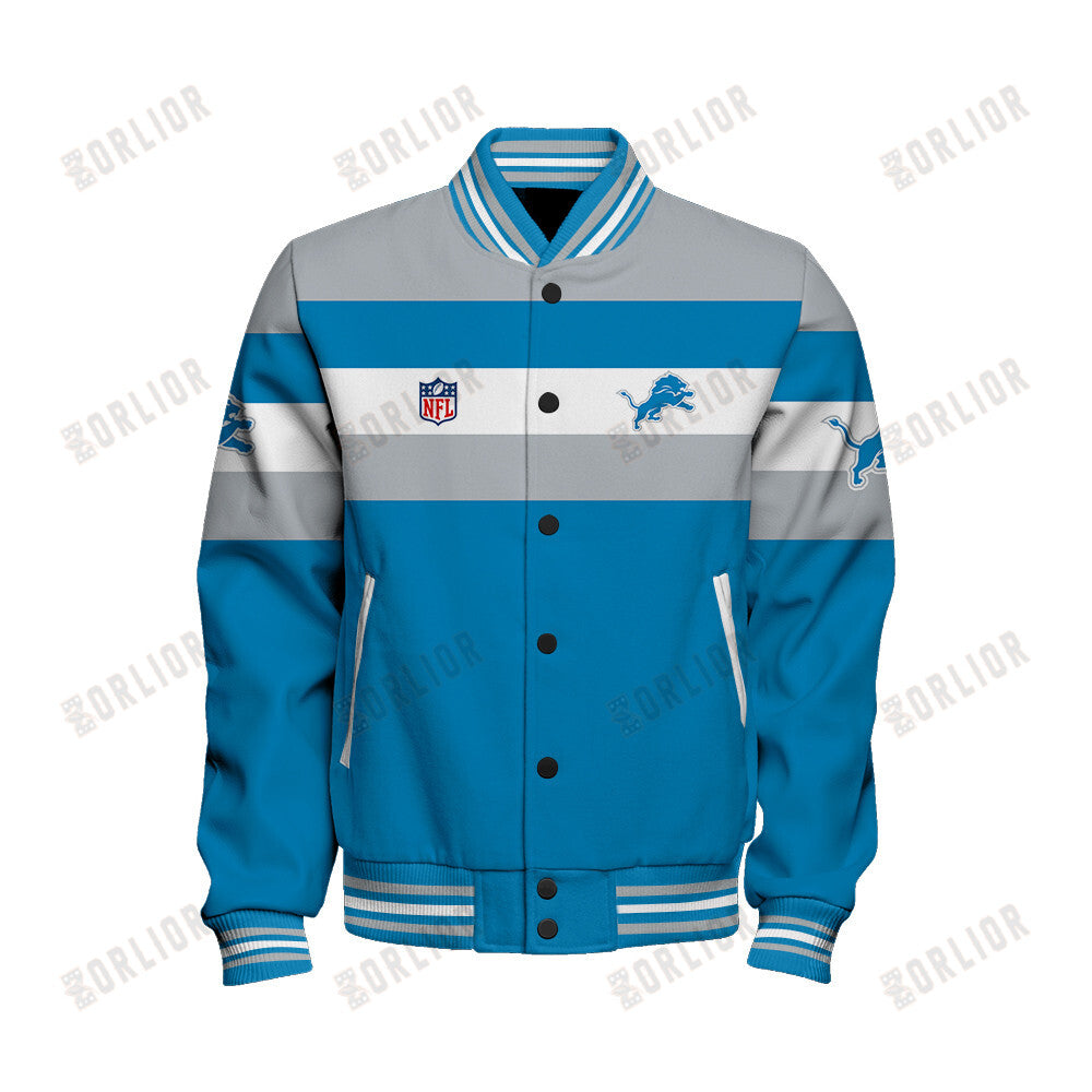 Detroit Lions Personalized Unisex Varsity Jacket AZBTVJK000395