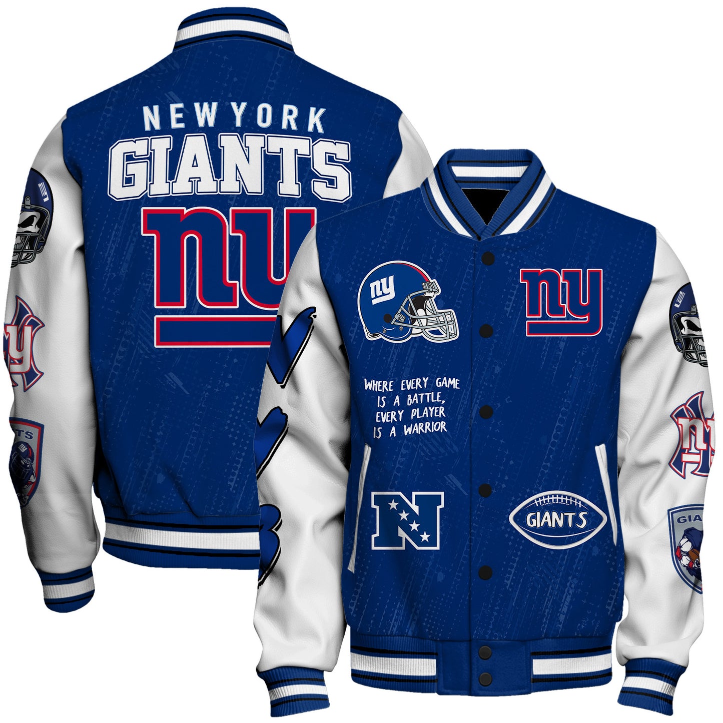 New York Giants Unisex Athletic Legacy Varsity Jacket AZBTVJK000116