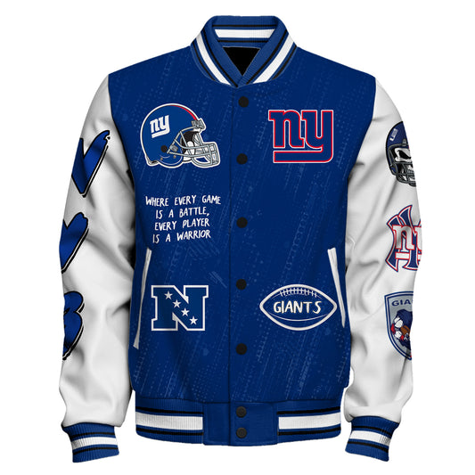 New York Giants Unisex Athletic Legacy Varsity Jacket AZBTVJK000116