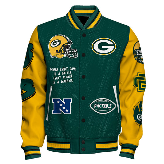 Green Bay Packers Unisex Athletic Legacy Varsity Jacket AZBTVJK000128