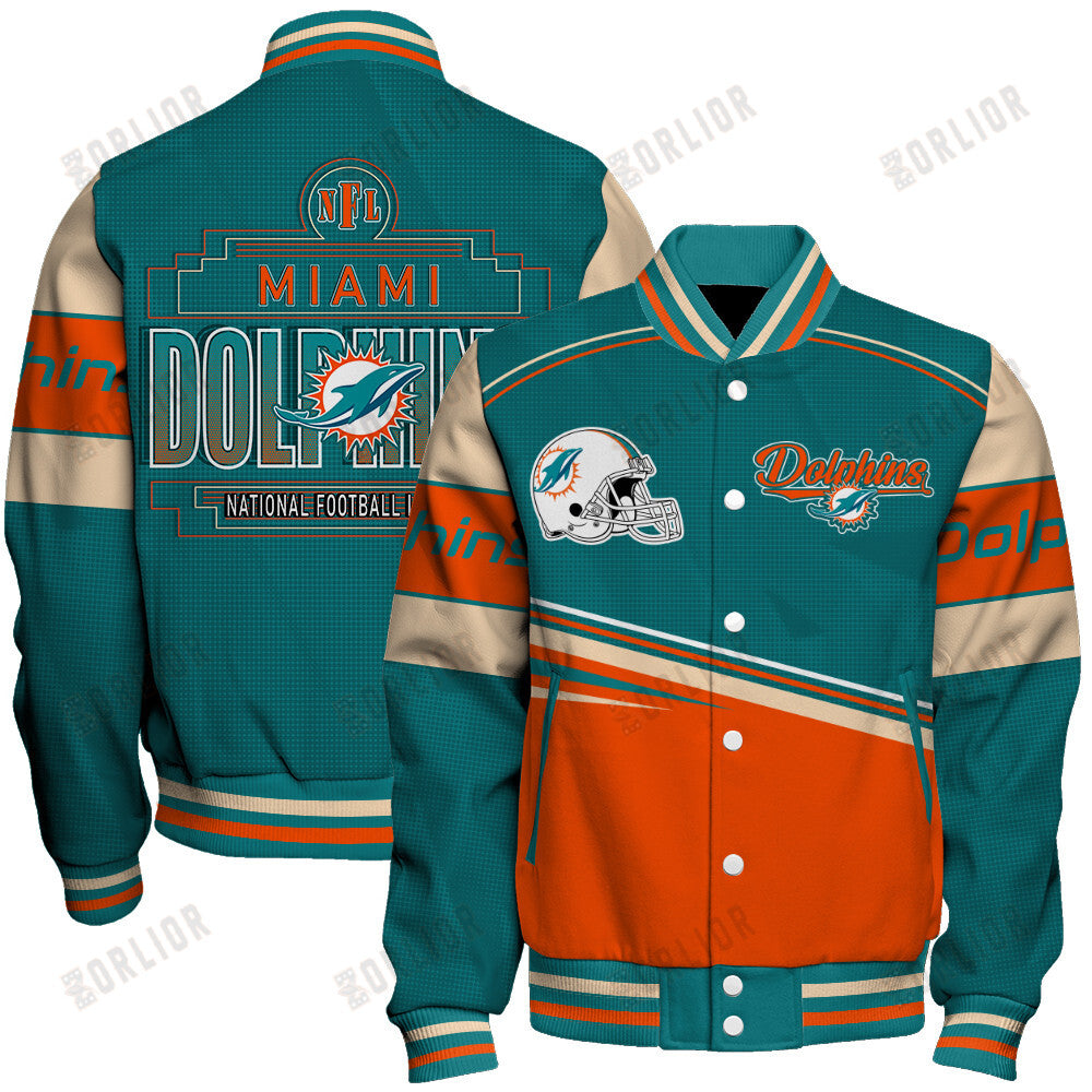 Miami Dolphins Personalized Unisex Varsity Jacket AZBTVJK000280