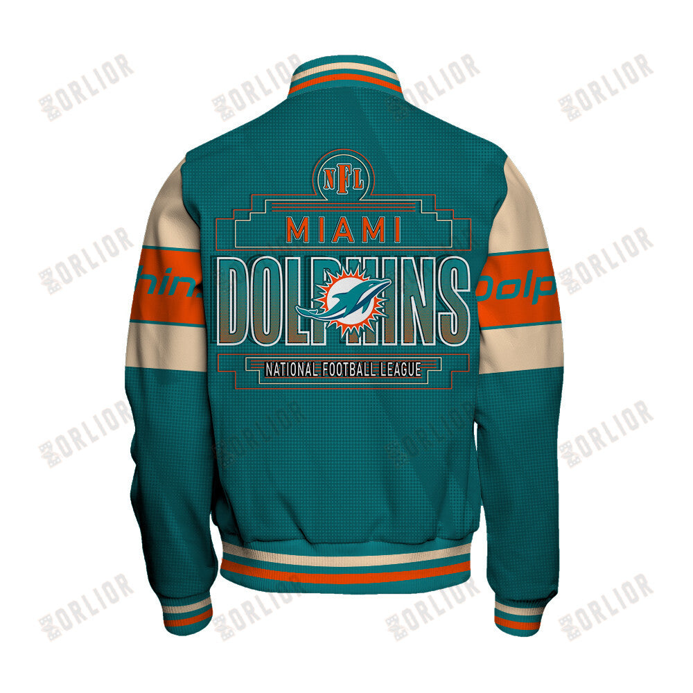 Miami Dolphins Personalized Unisex Varsity Jacket AZBTVJK000280