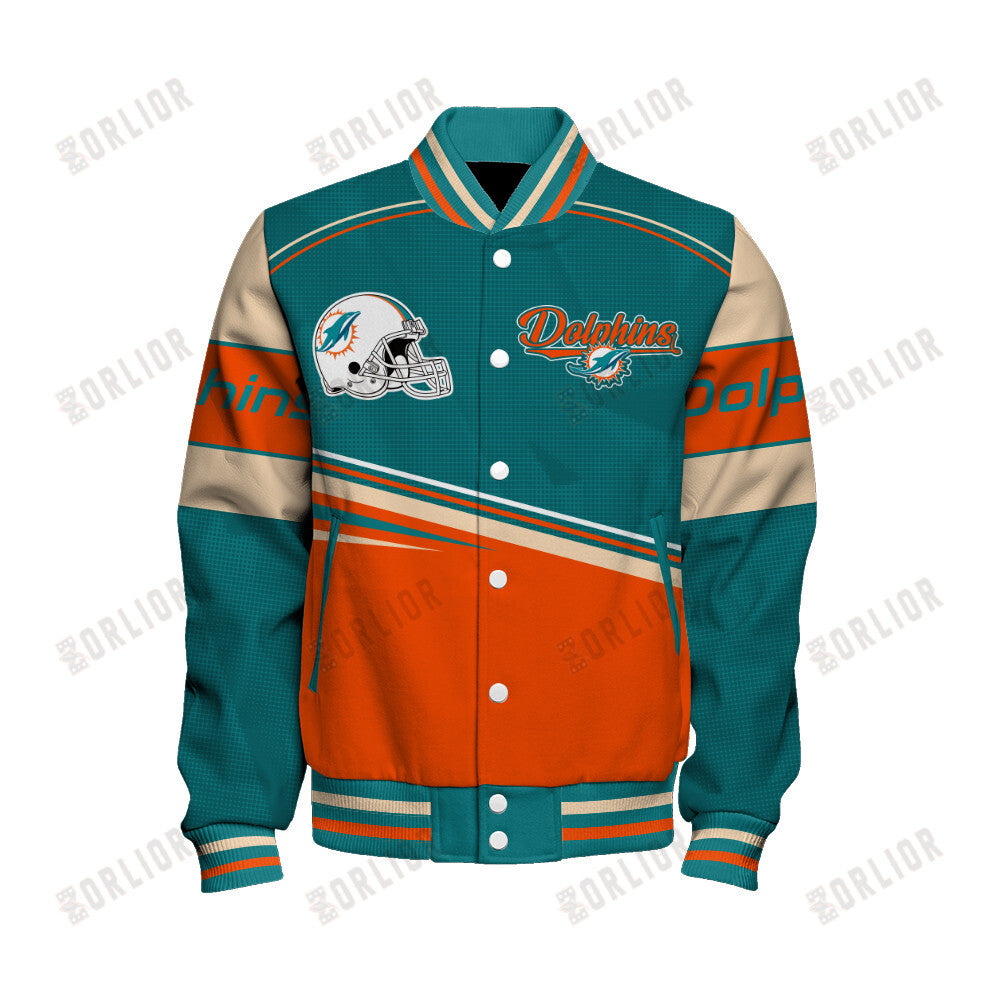 Miami Dolphins Personalized Unisex Varsity Jacket AZBTVJK000280