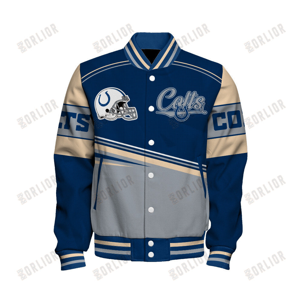 Indianapolis Colts Personalized Unisex Varsity Jacket AZBTVJK000286