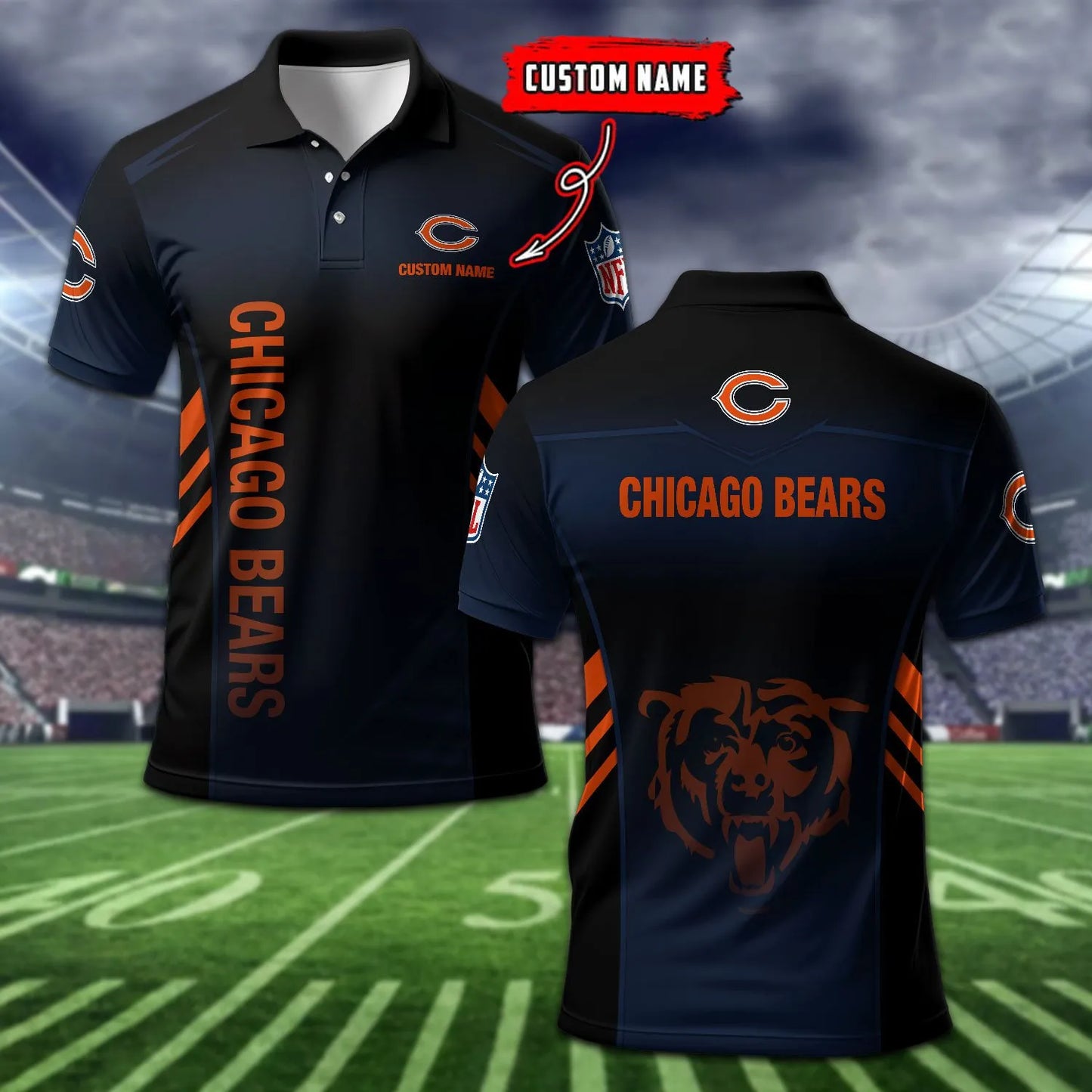 Chicago Bears Personalized Men Polo Shirt AZBTPLS000336