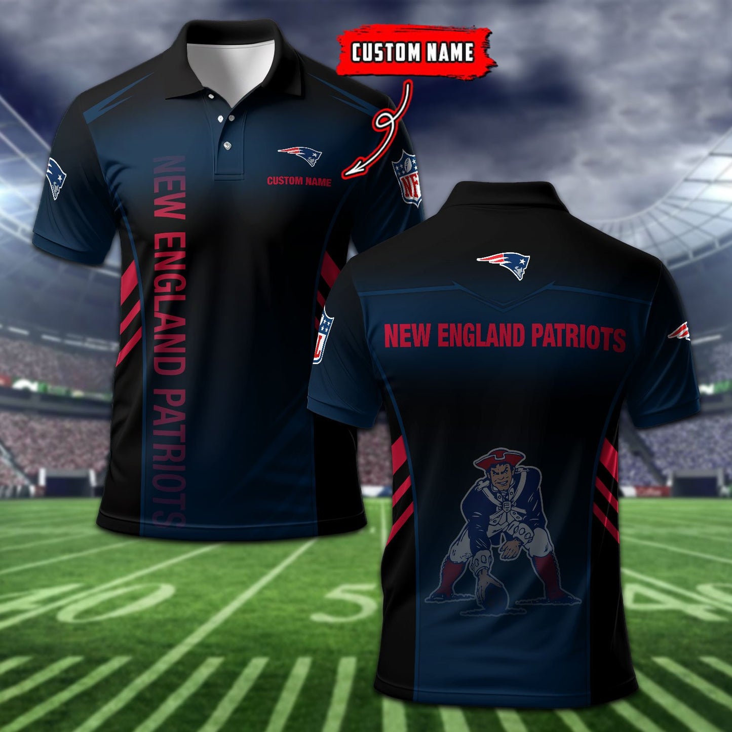 New England Patriots Personalized Men Polo Shirt AZBTPLS000276