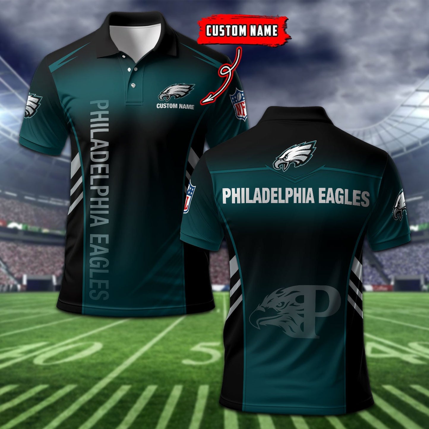 Philadelphia Eagles Personalized Men Polo Shirt AZBTPLS000280