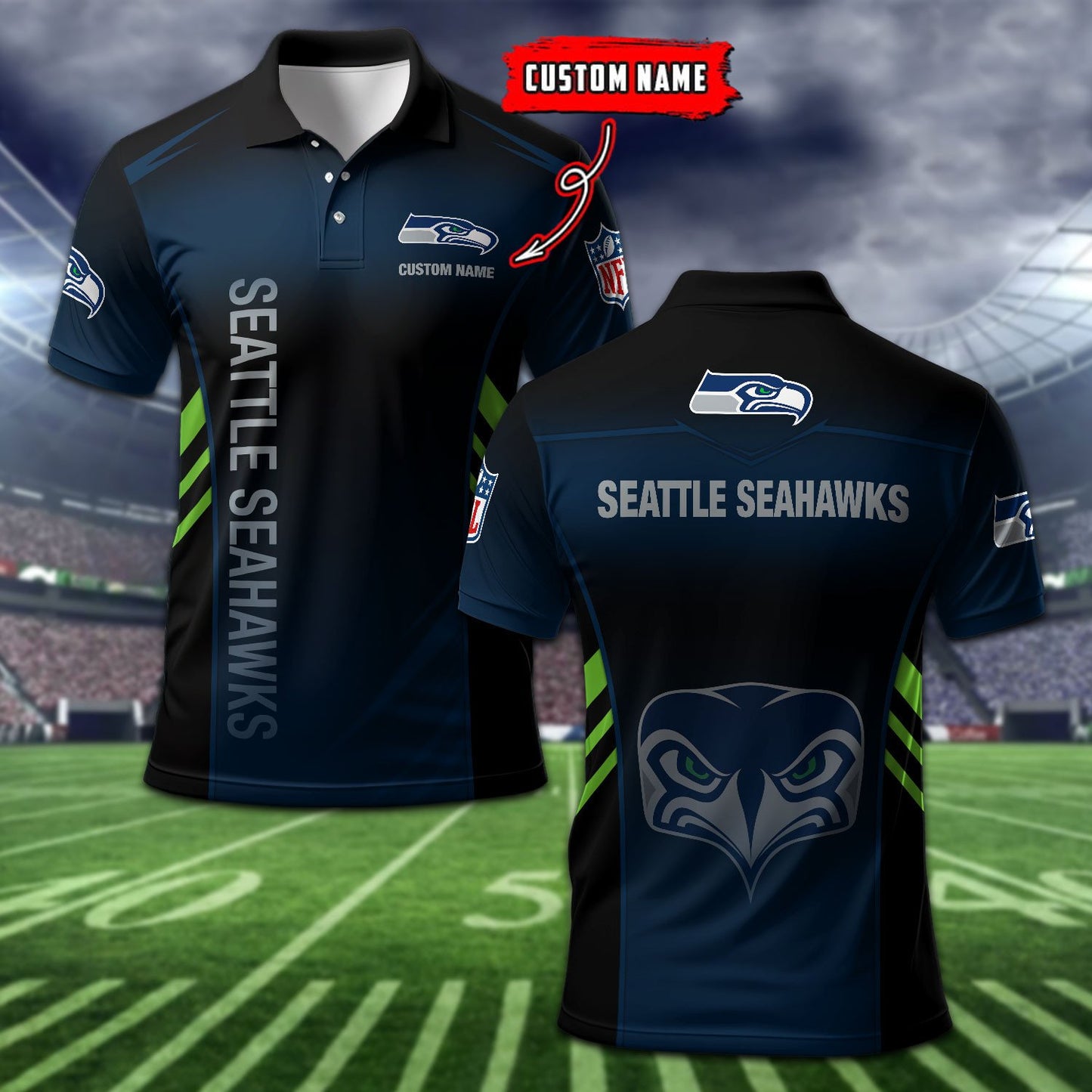 Seattle Seahawks Personalized Men Polo Shirt AZBTPLS000283