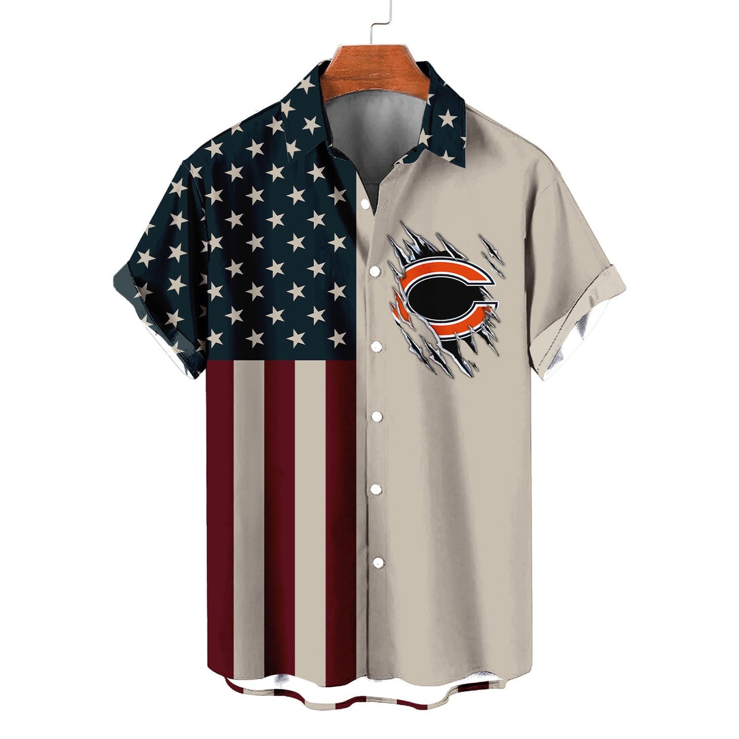 Chicago Bears Classic American Flag Hawaiian Shirt AZBTHWS000036