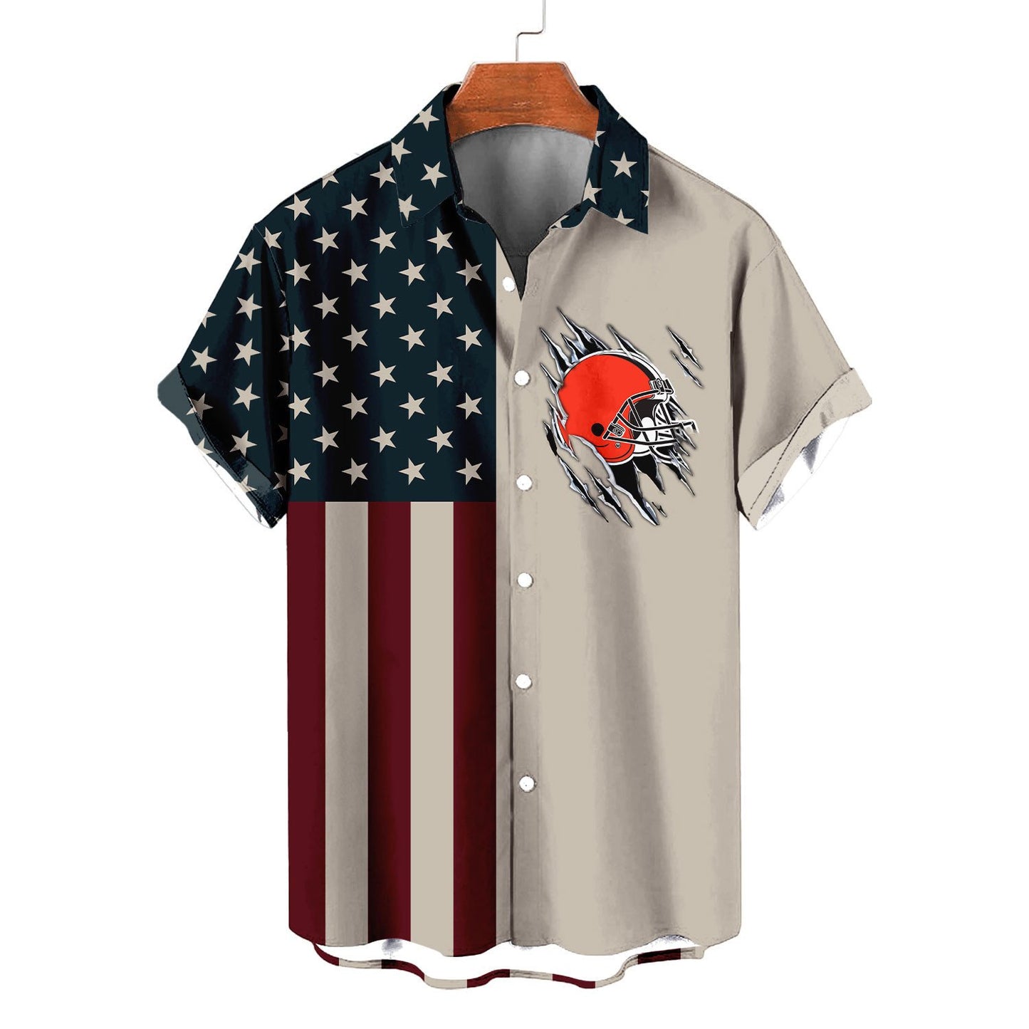Cleveland Browns Classic American Flag Hawaiian Shirt AZBTHWS000039