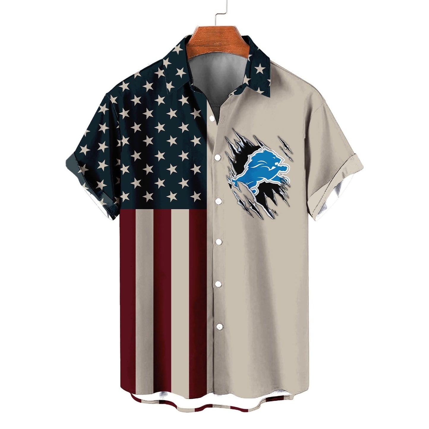 Detroit Lions Classic American Flag Hawaiian Shirt AZBTHWS000043