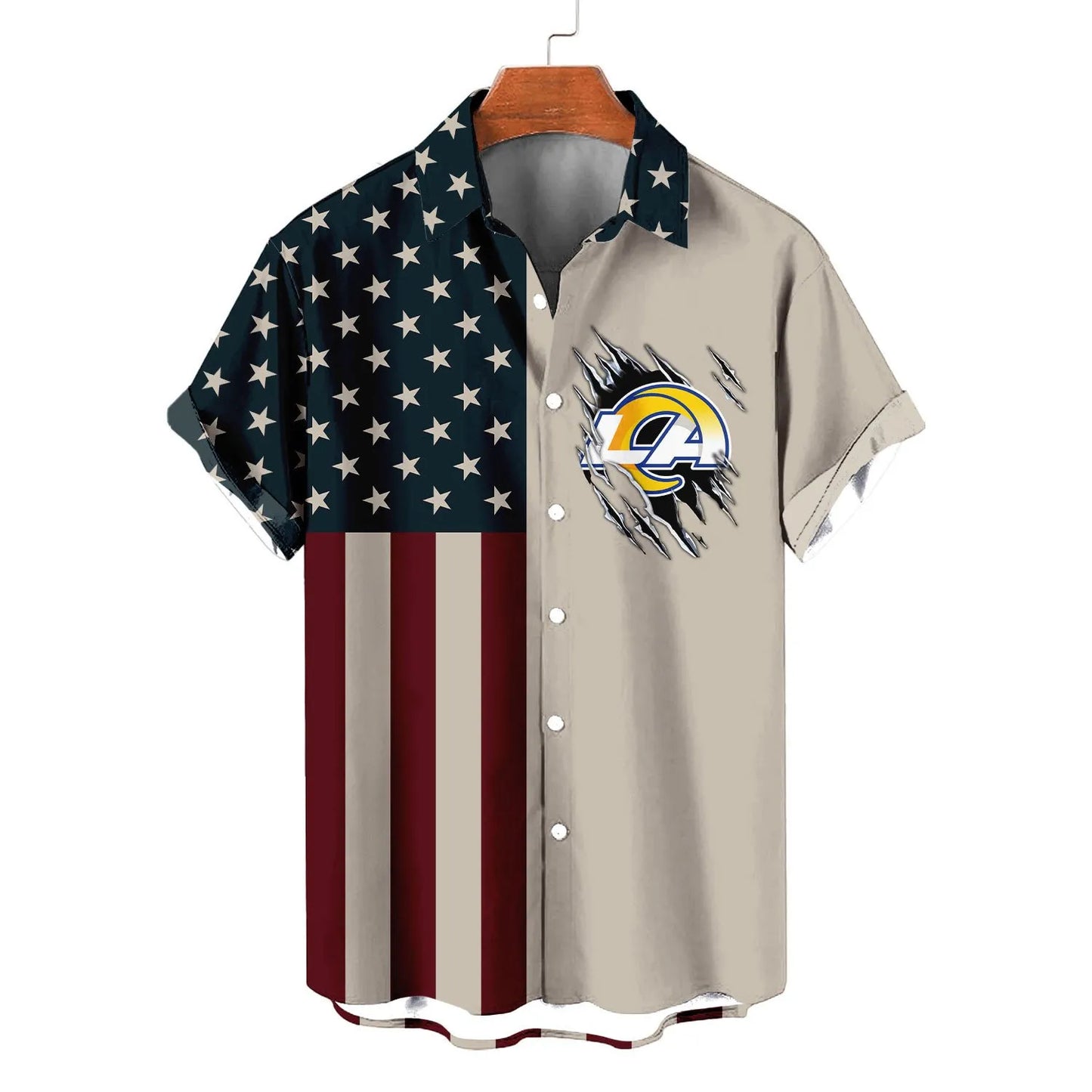 Los Angeles Rams Classic American Flag Hawaiian Shirt AZBTHWS000050