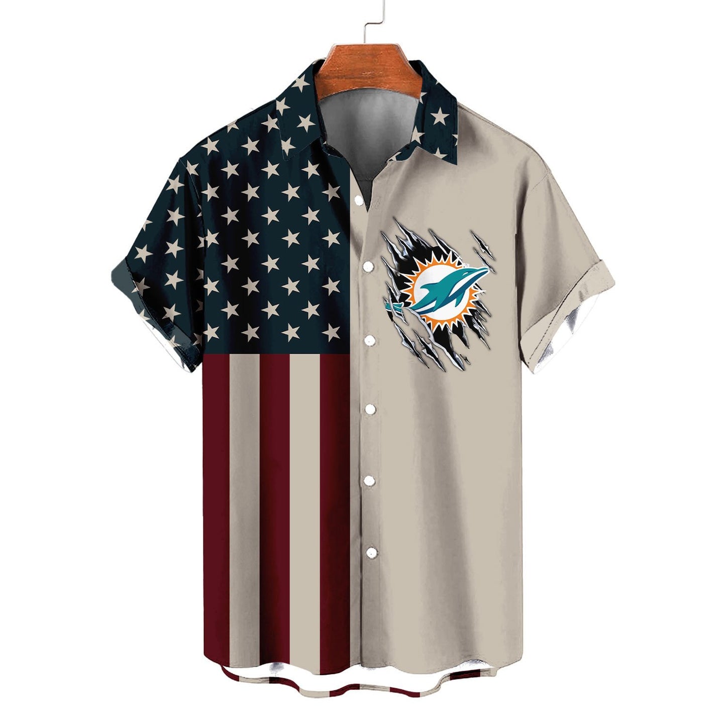 Miami Dolphins Classic American Flag Hawaiian Shirt AZBTHWS000053