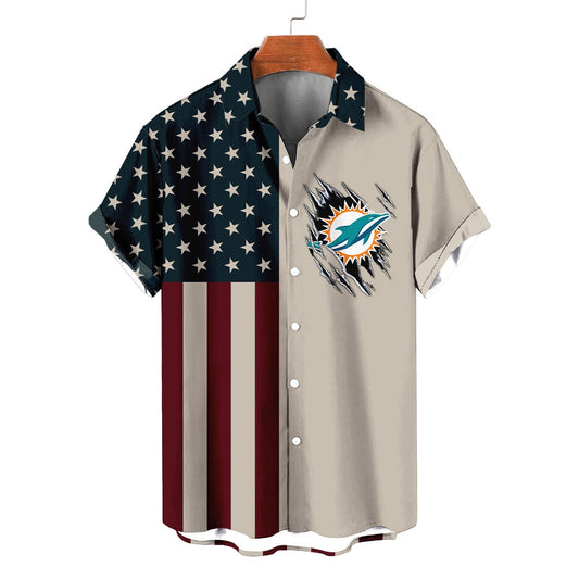 Miami Dolphins Classic American Flag Hawaiian Shirt AZBTHWS000053
