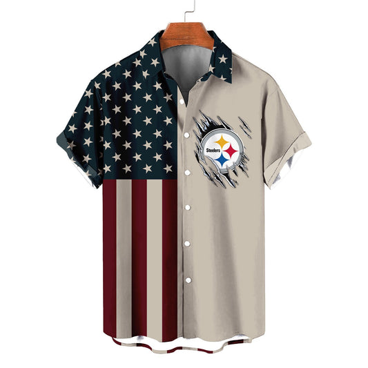 Pittsburgh Steelers Classic American Flag Hawaiian Shirt AZBTHWS000056