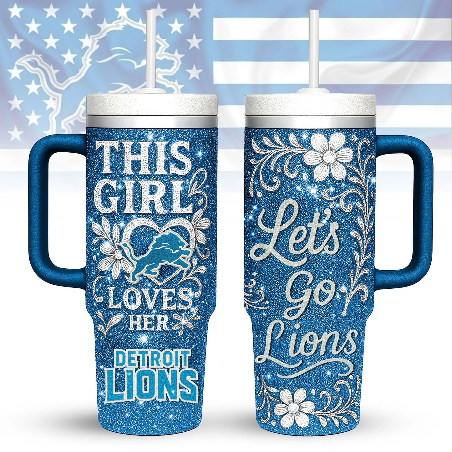Detroit Lions Personalized This Girl Loves Her Team Premium 40oz Tumbler AZBT40OZ000203