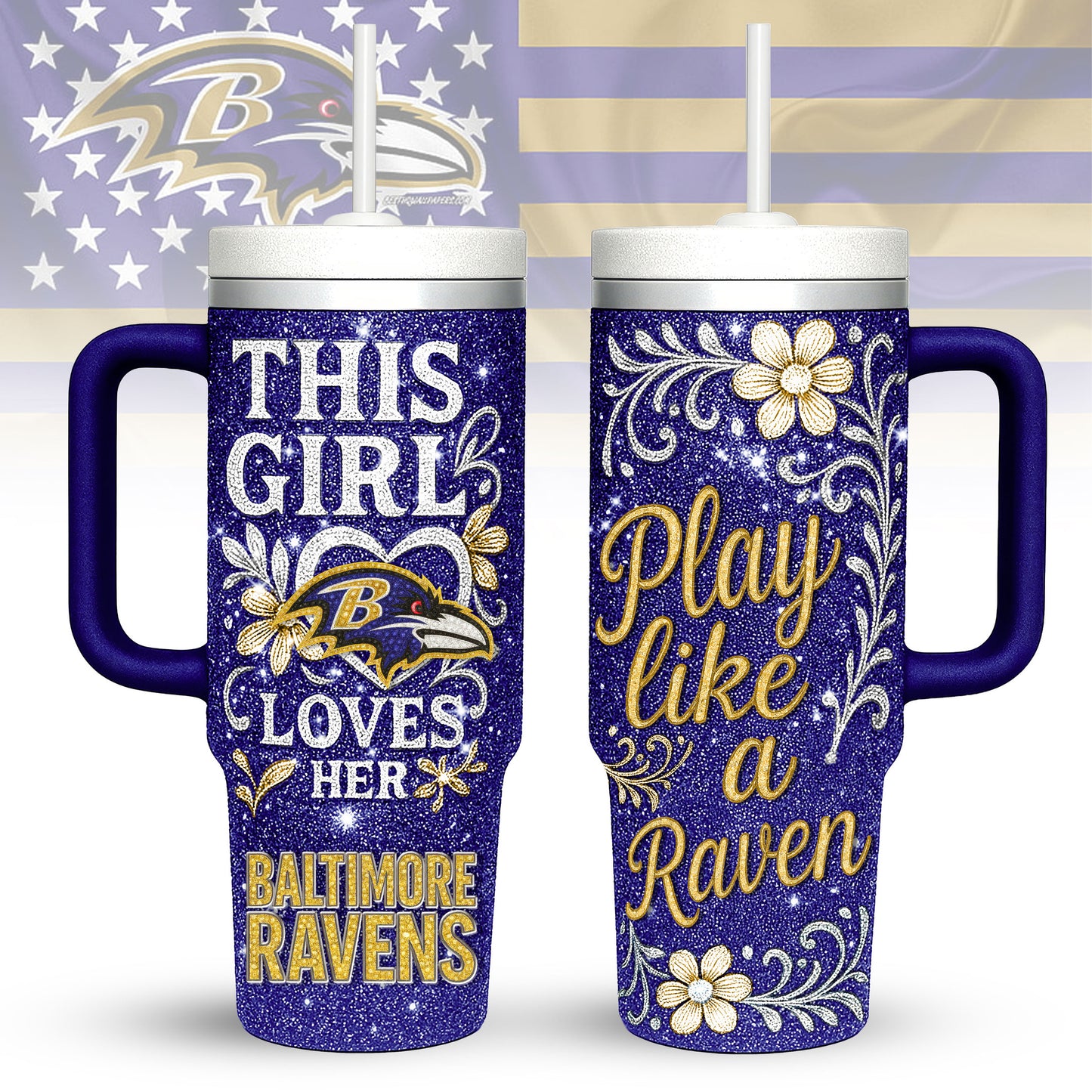 Baltimore Ravens Personalized This Girl Loves Her Team Premium 40oz Tumbler AZBT40OZ000194