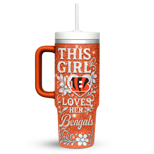 Cincinnati Bengals Personalized This Girl Loves Her Team Premium 40oz Tumbler AZBT40OZ000199