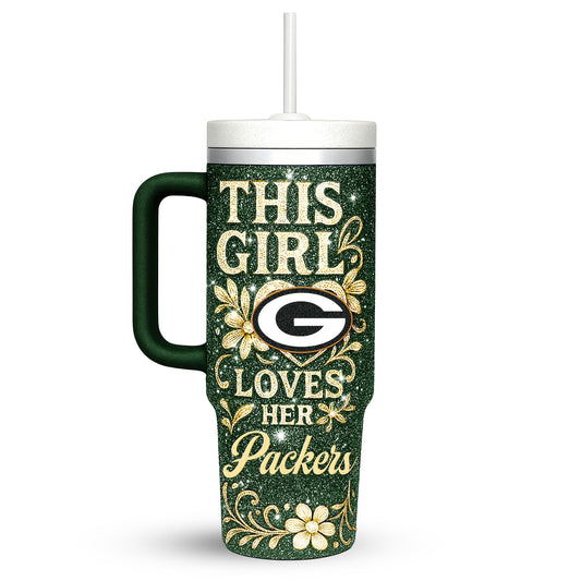 Green Bay Packers Personalized This Girl Loves Her Team Premium 40oz Tumbler AZBT40OZ000204