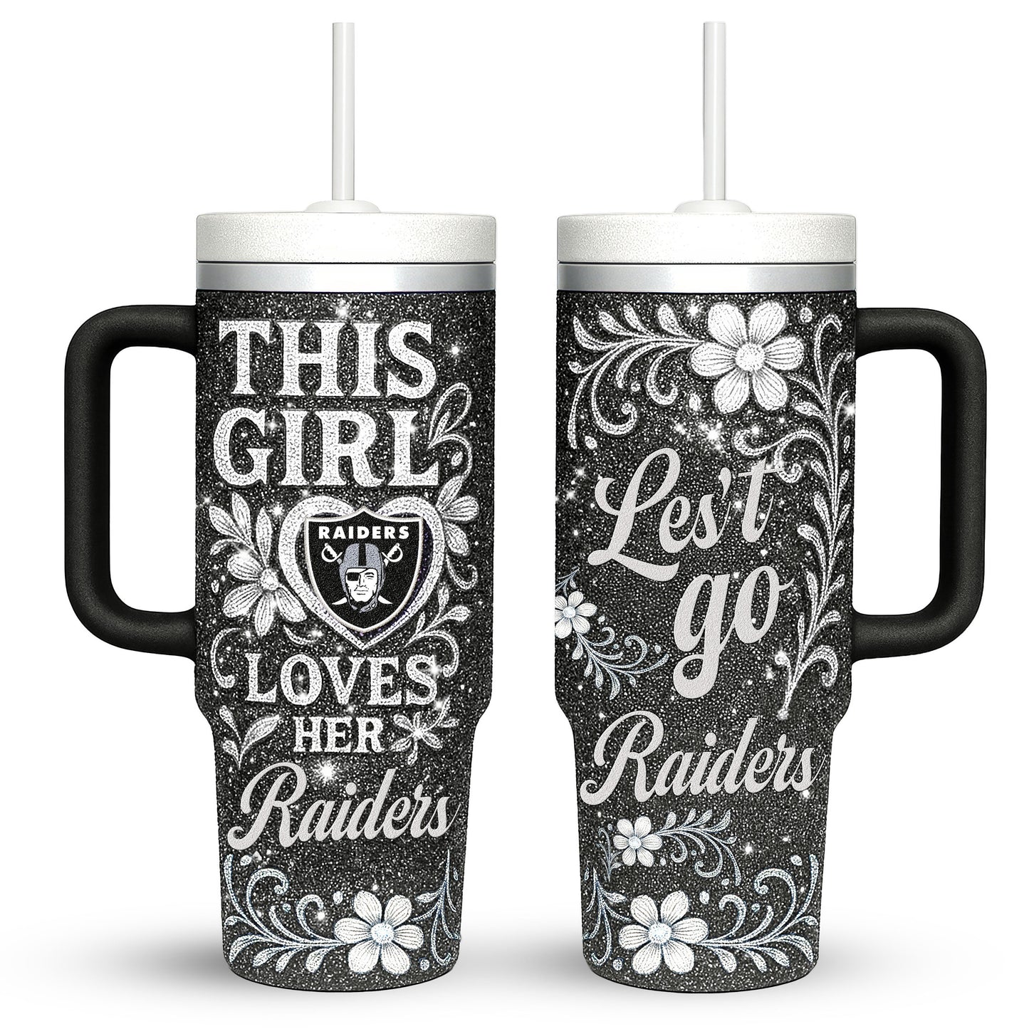 Las Vegas Raiders Personalized This Girl Loves Her Team Premium 40oz Tumbler AZBT40OZ000209