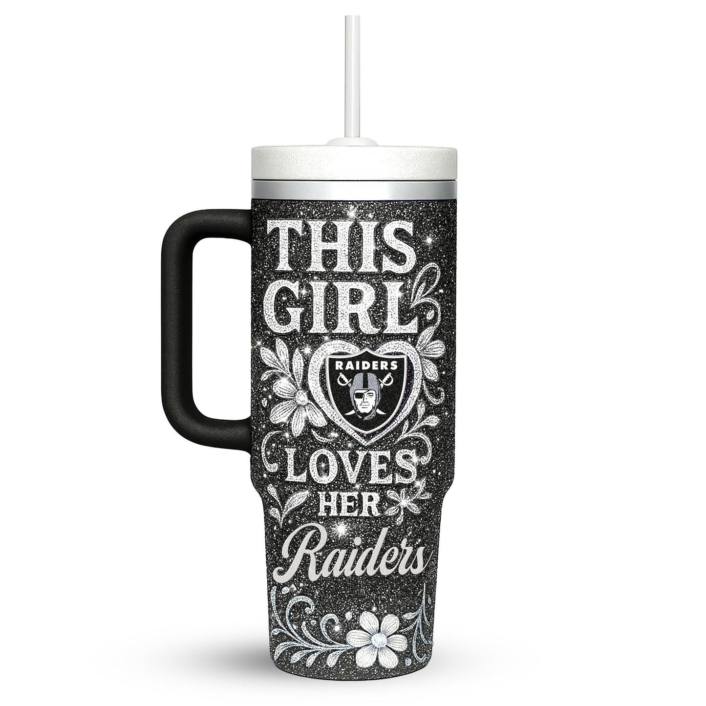 Las Vegas Raiders Personalized This Girl Loves Her Team Premium 40oz Tumbler AZBT40OZ000209