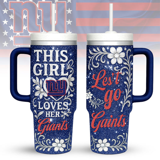 New York Giants Personalized This Girl Loves Her Team Premium 40oz Tumbler AZBT40OZ000216