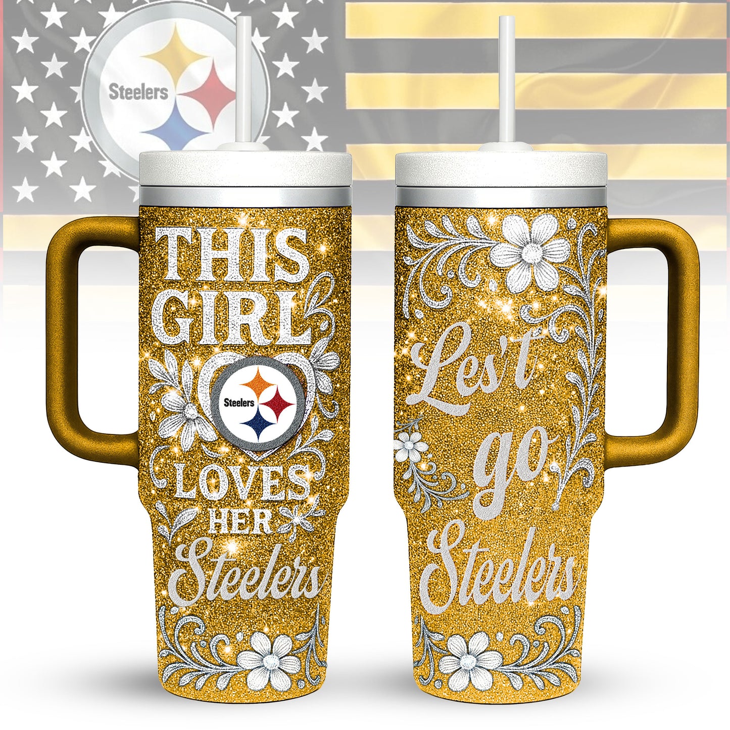 Pittsburgh Steelers Personalized This Girl Loves Her Team Premium 40oz Tumbler AZBT40OZ000219