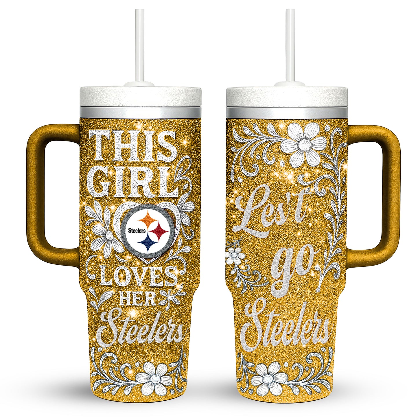 Pittsburgh Steelers Personalized This Girl Loves Her Team Premium 40oz Tumbler AZBT40OZ000219