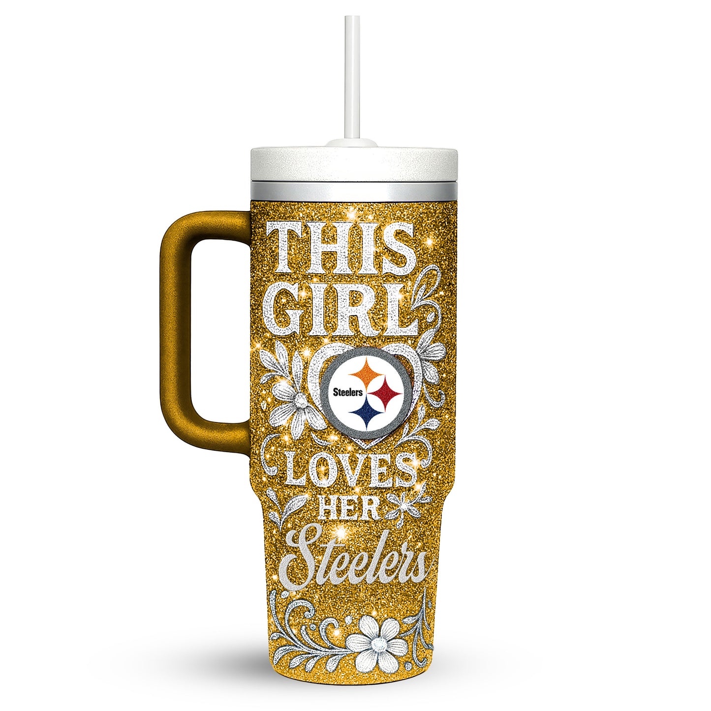 Pittsburgh Steelers Personalized This Girl Loves Her Team Premium 40oz Tumbler AZBT40OZ000219