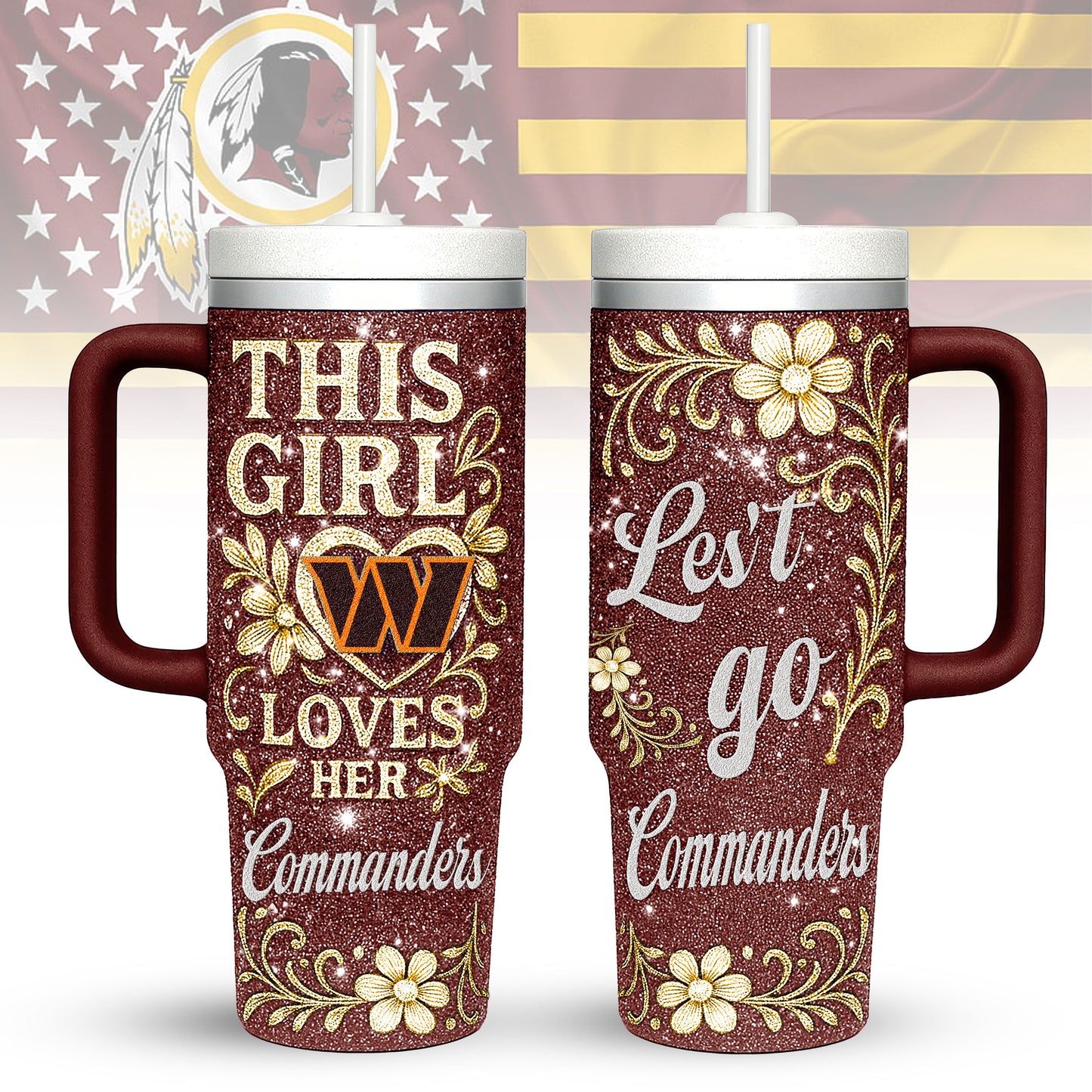 Washington Commanders Personalized This Girl Loves Her Team Premium 40oz Tumbler AZBT40OZ000224