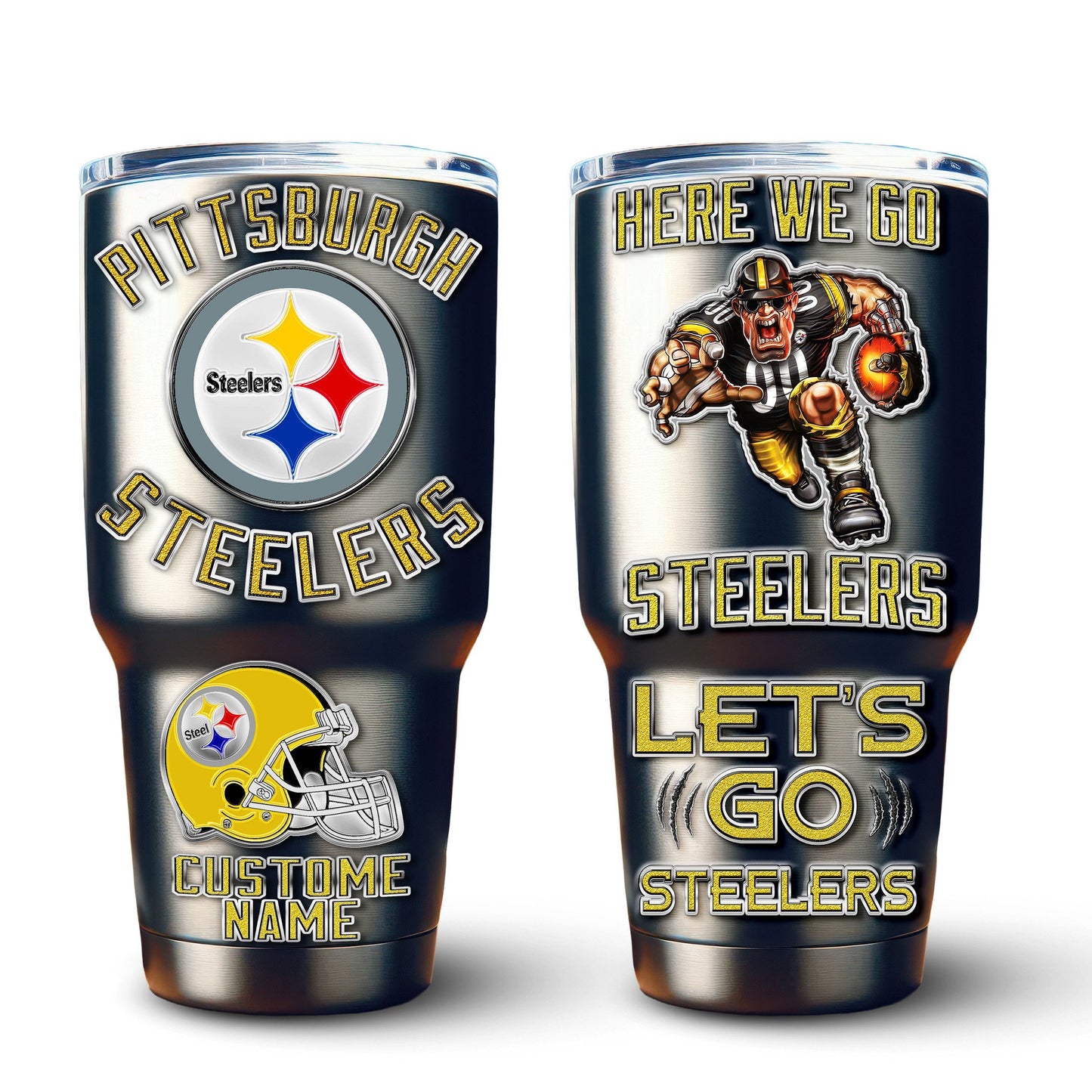Pittsburgh Steelers Premium Tumbler 30oz TD Gifts For Fans AZBTTB30OZ000038