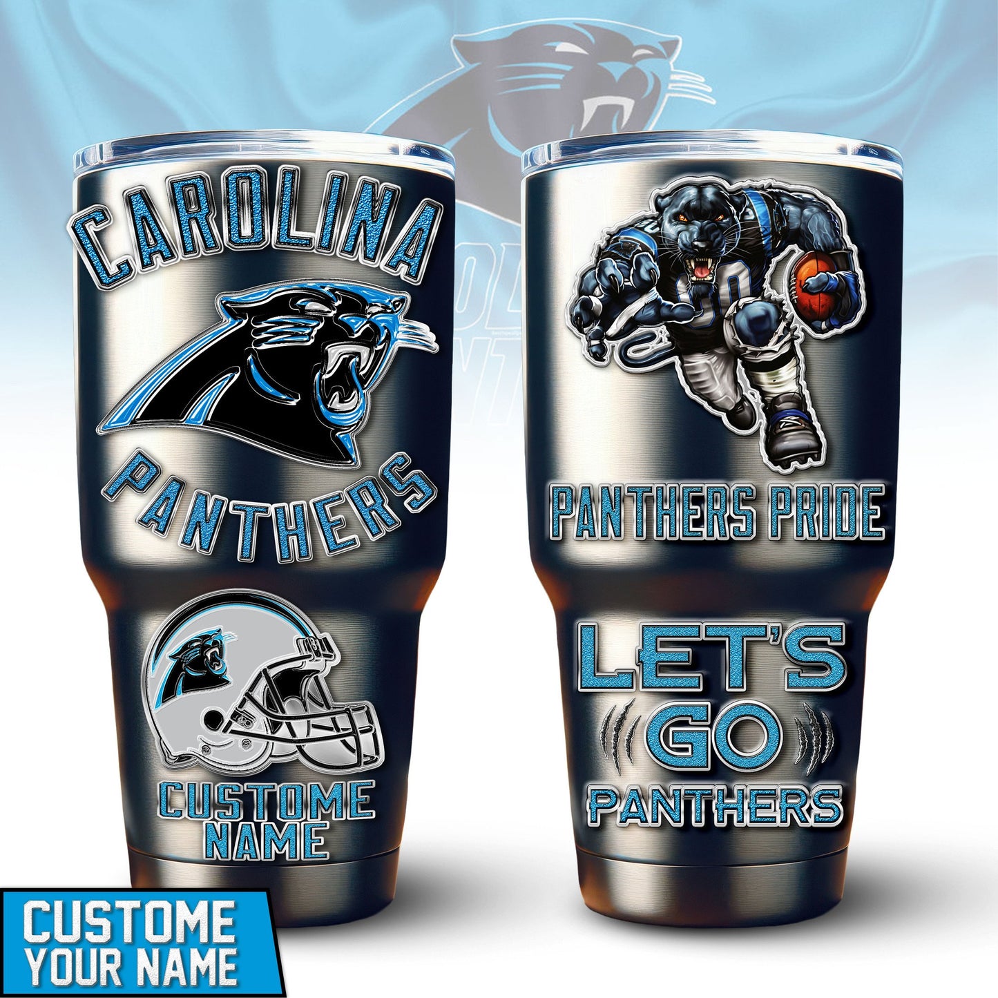 Carolina Panthers Premium Tumbler 30oz TD Gifts For Fans AZBTTB30OZ000040