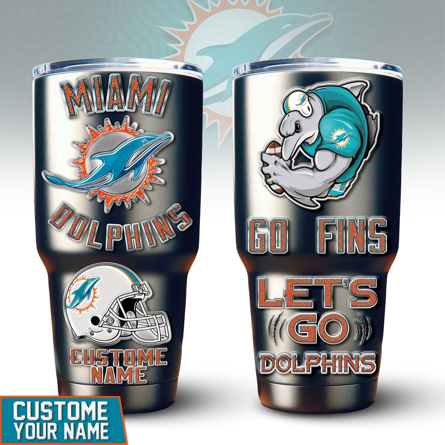 Miami Dolphins Premium Tumbler 30oz TD Gifts For Fans AZBTTB30OZ000041