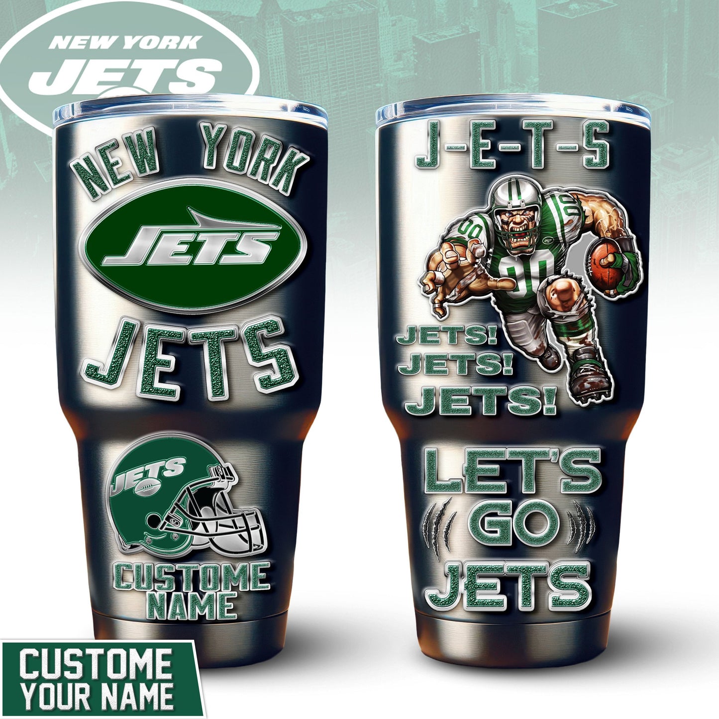 New York Jets Premium Tumbler 30oz TD Gifts For Fans AZBTTB30OZ000043