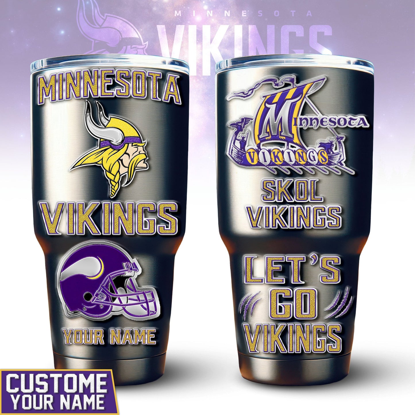 Minnesota Vikings Premium Tumbler 30oz TD Gifts For Fans AZBTTB30OZ000051
