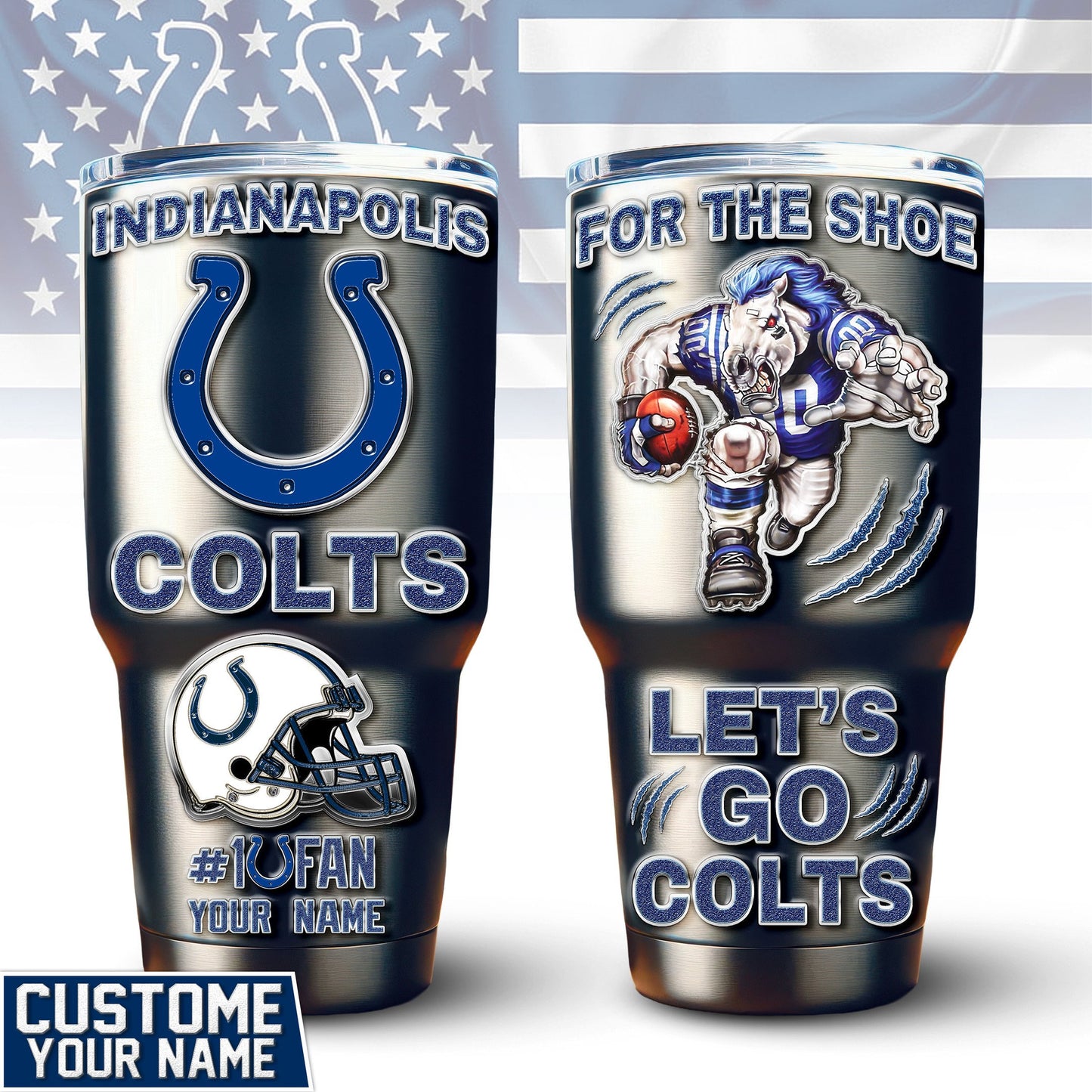 Indianapolis Colts Premium Tumbler 30oz TD Gifts For Fans AZBTTB30OZ000053