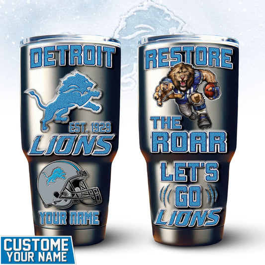 Detroit Lions Premium Tumbler 30oz TD Gifts For Fans AZBTTB30OZ000056