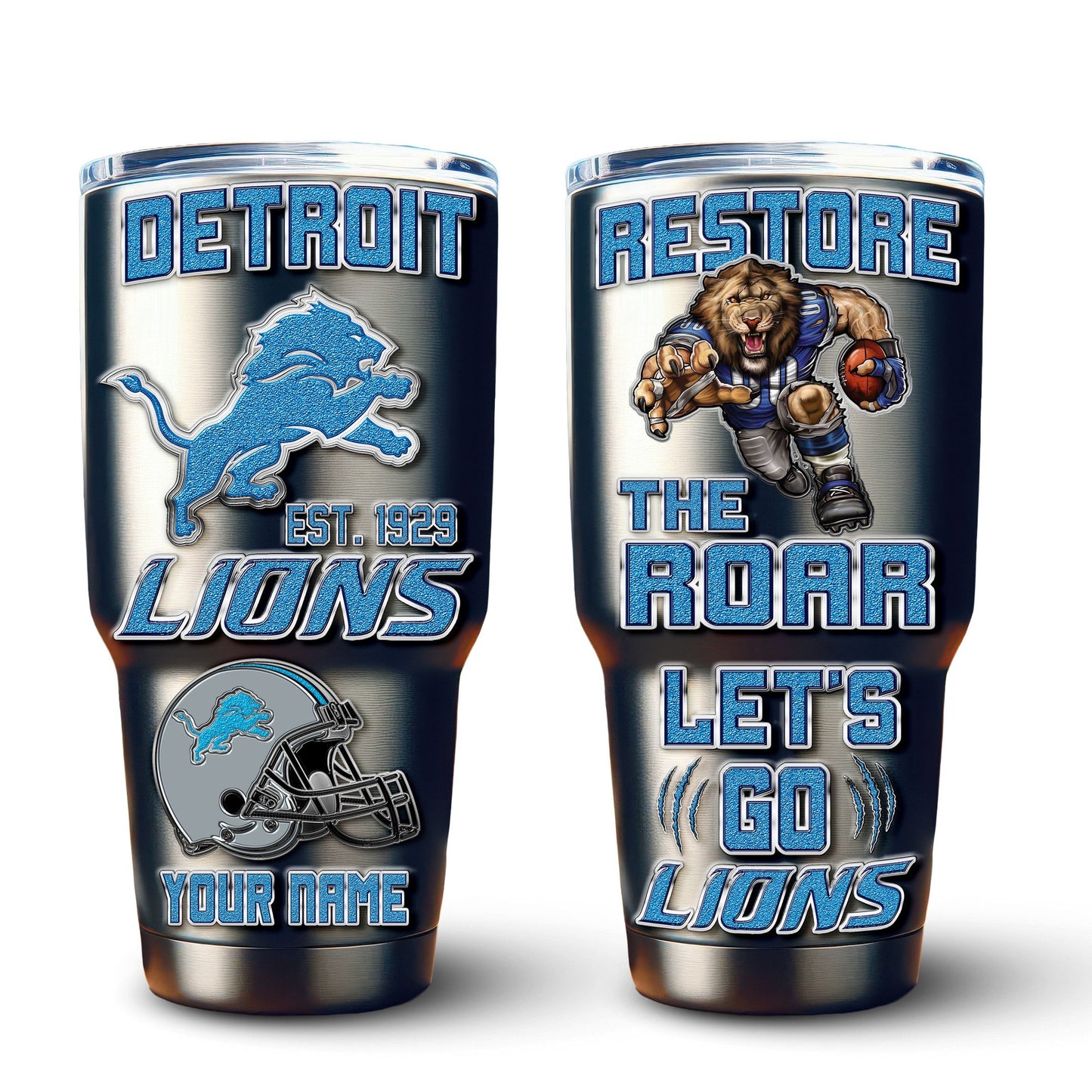 Detroit Lions Premium Tumbler 30oz TD Gifts For Fans AZBTTB30OZ000056