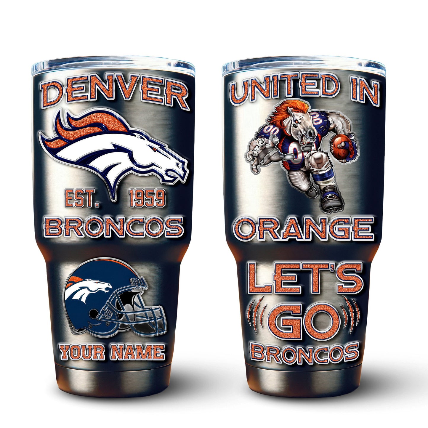 Denver Broncos Premium Tumbler 30oz TD Gifts For Fans AZBTTB30OZ000057