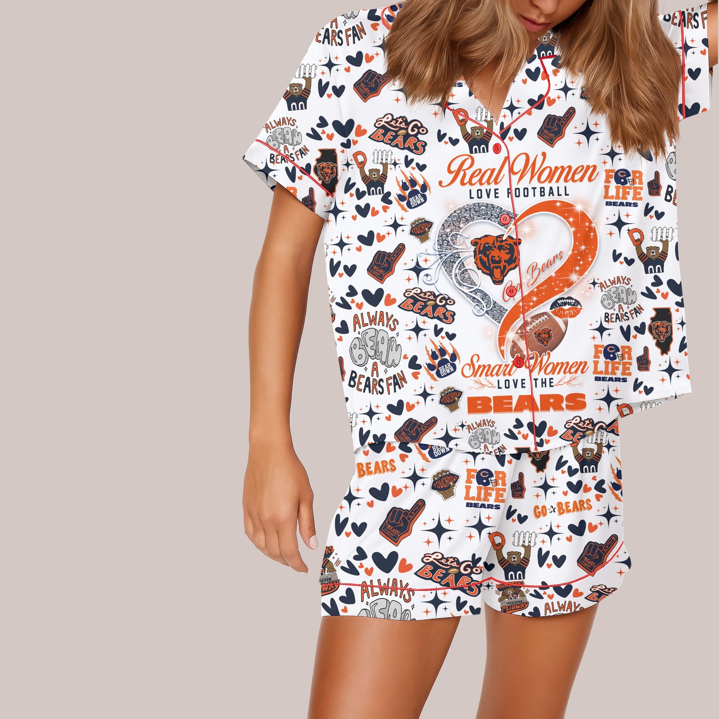 Chicago Bears Premium Women Short Pajamas Custom Limited Edition AZHASSP000002