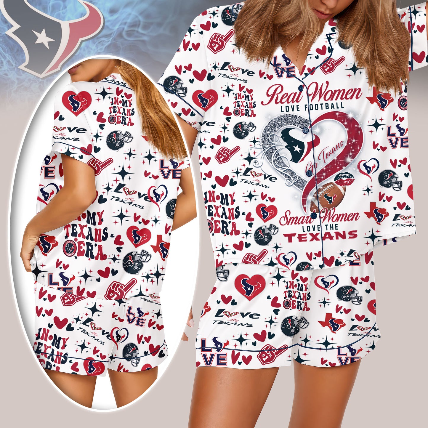 Houston Texans Premium Women Short Pajamas Custom Limited Edition AZHASSP000005
