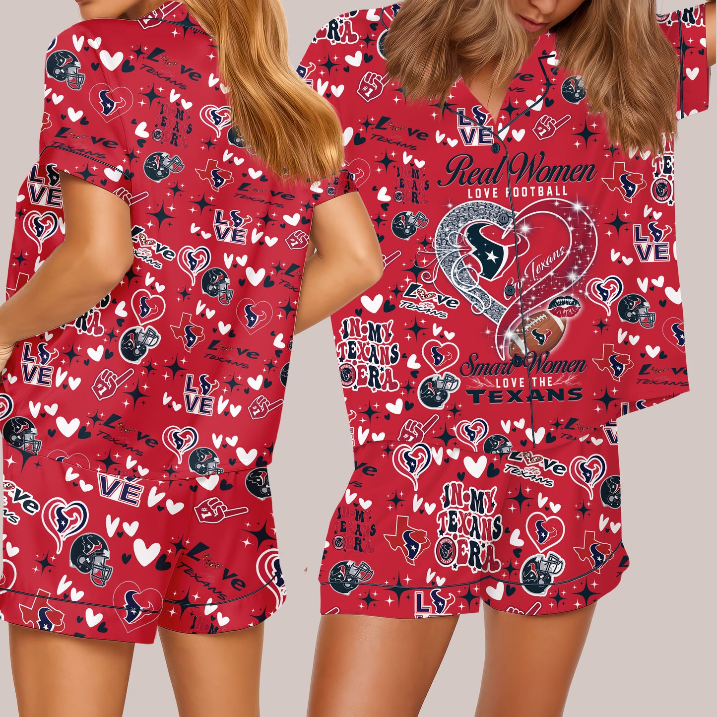 Houston Texans Premium Women Short Pajamas Custom Limited Edition AZHASSP000005