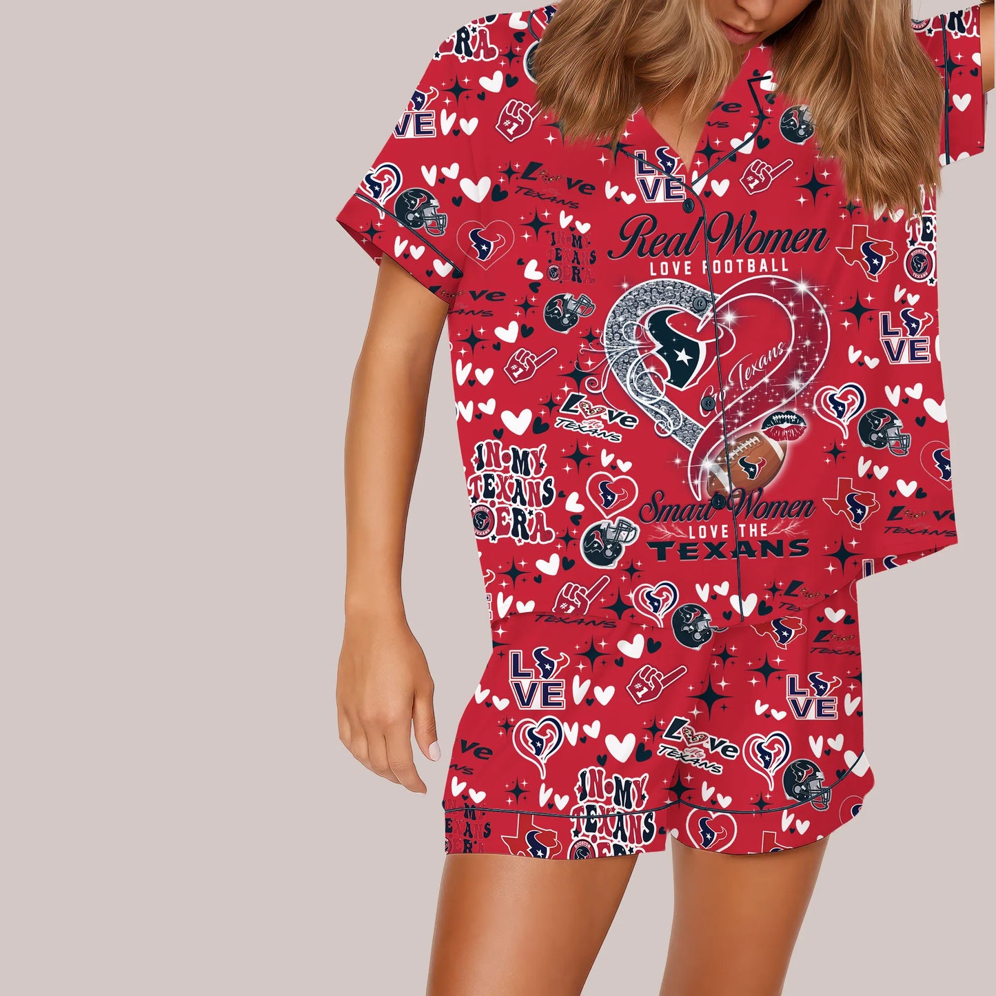 Houston Texans Premium Women Short Pajamas Custom Limited Edition AZHASSP000005