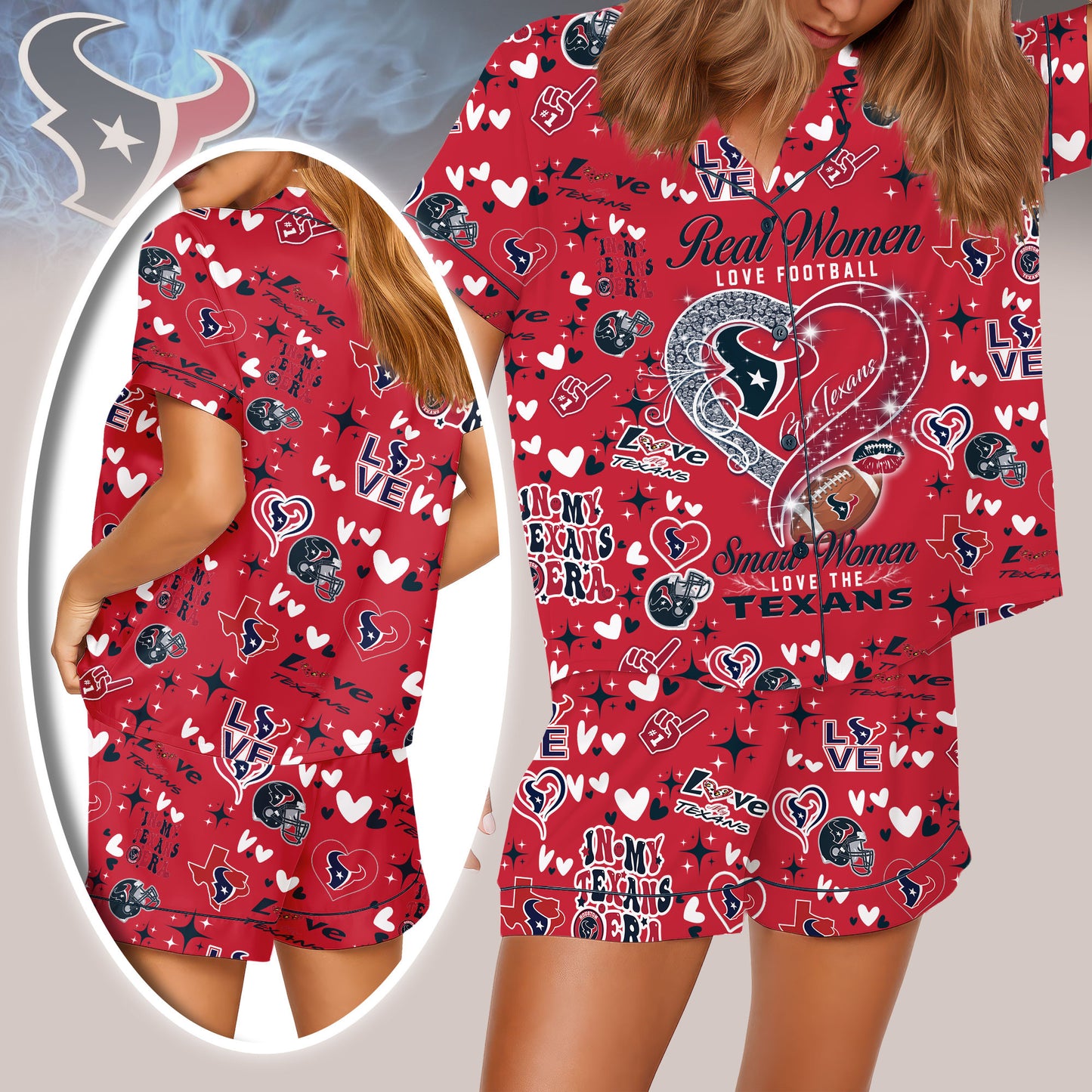 Houston Texans Premium Women Short Pajamas Custom Limited Edition AZHASSP000005